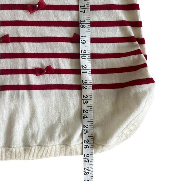 Talbots Womens Red & White Striped Lightweight Sweater Bows Size Large Peitie - Picture 8 of 9